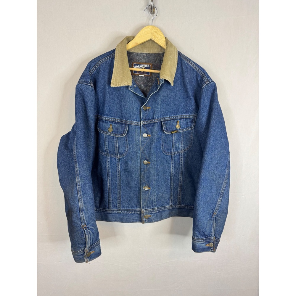 Mustang Stormrider Denim Jacket Blue Blanket Lined Corduroy Collar Mens 48 Reg